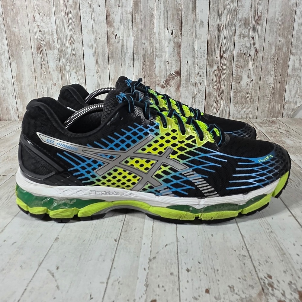 Asics Gel-Nimbus 17 Mens Running Shoes Black Flash Yellow T507N Size 11